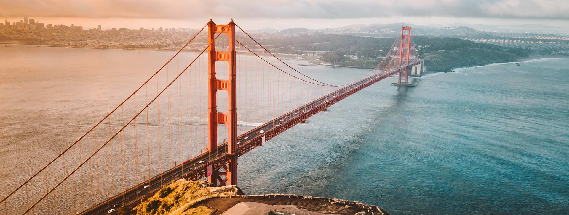 Aerial image of the golden gate bridge in San Francisco